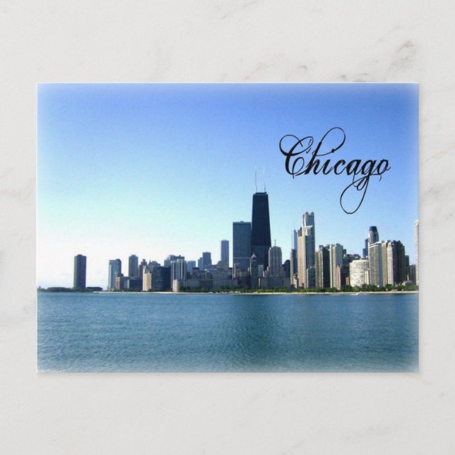 Cartão Postal Chicago Skyline Photo Across do Lago Michigan (Frente)