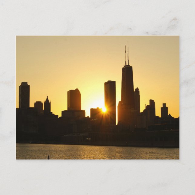 Cartão Postal Chicago Skyline Sunset (Frente)
