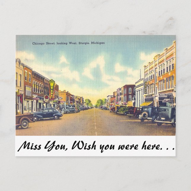 Cartão Postal Chicago Street, Sturgis, Michigan (Frente)