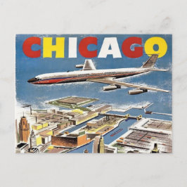 Cartão Postal chicago viagem turístico avião poster retro
