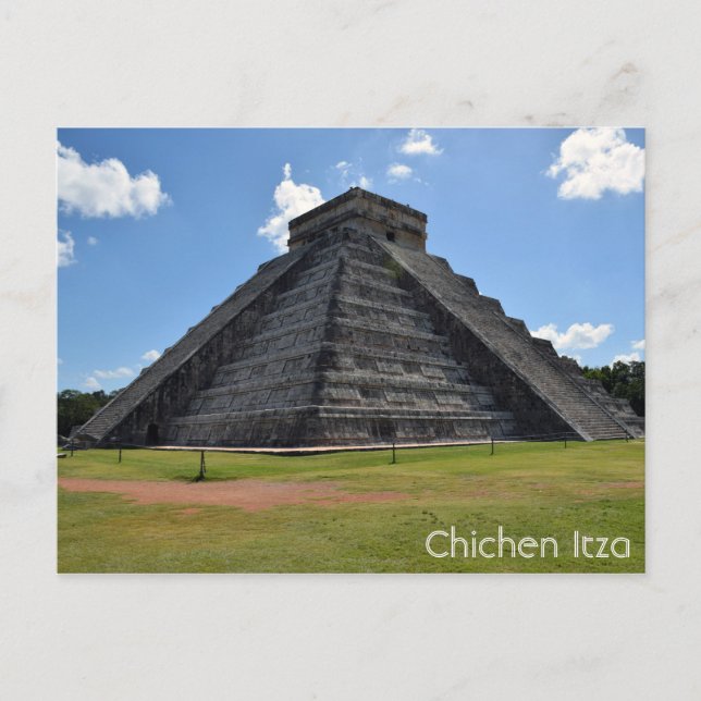 Cartão Postal Chichen Itza México Pirâmide Kukulkan 7 Maravilhas (Frente)