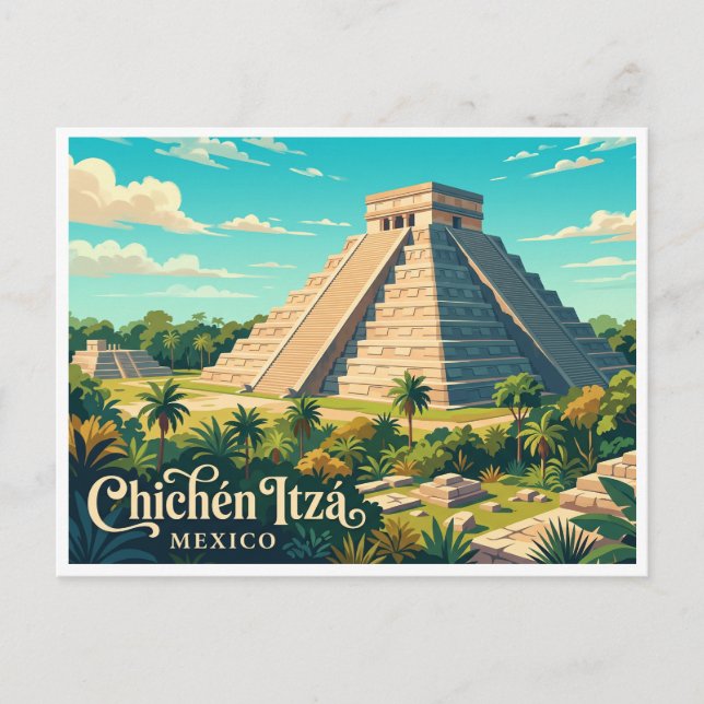 Cartão Postal Chichén Itzá Valladolid México (Frente)