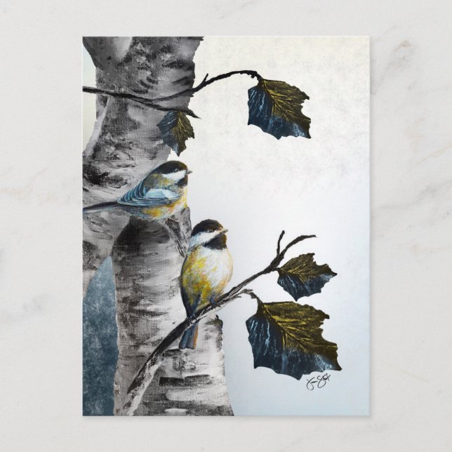 Cartão Postal "Chickadees" [Design 2] Pequeno  (Frente)