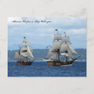 Cartão Postal Chieftain e Lady Washington Havaianos