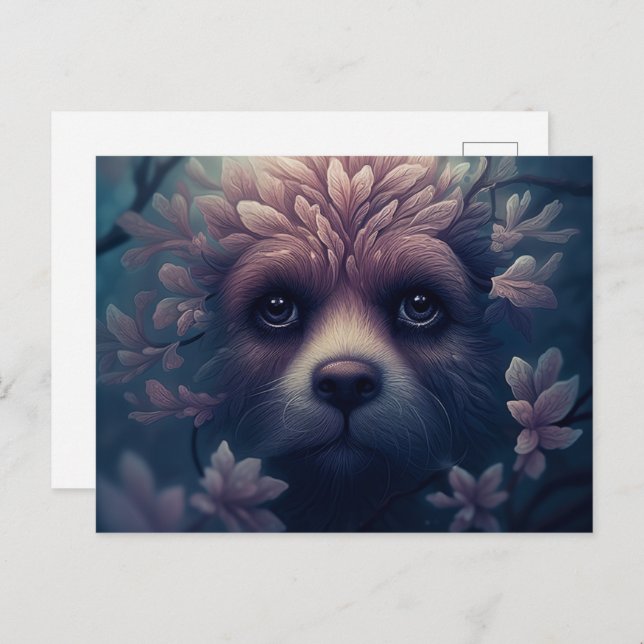 Cartão Postal Chien Etrange Avec Fleur (Frente/Verso)