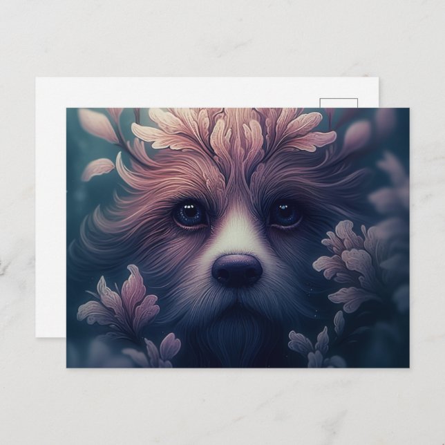 Cartão Postal Chien Etrange Avec Fleur (Frente/Verso)