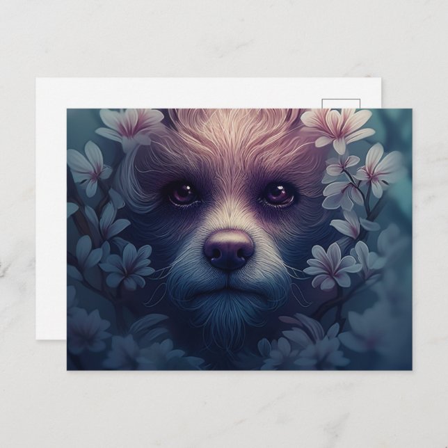 Cartão Postal Chien Etrange Avec Fleur (Frente/Verso)