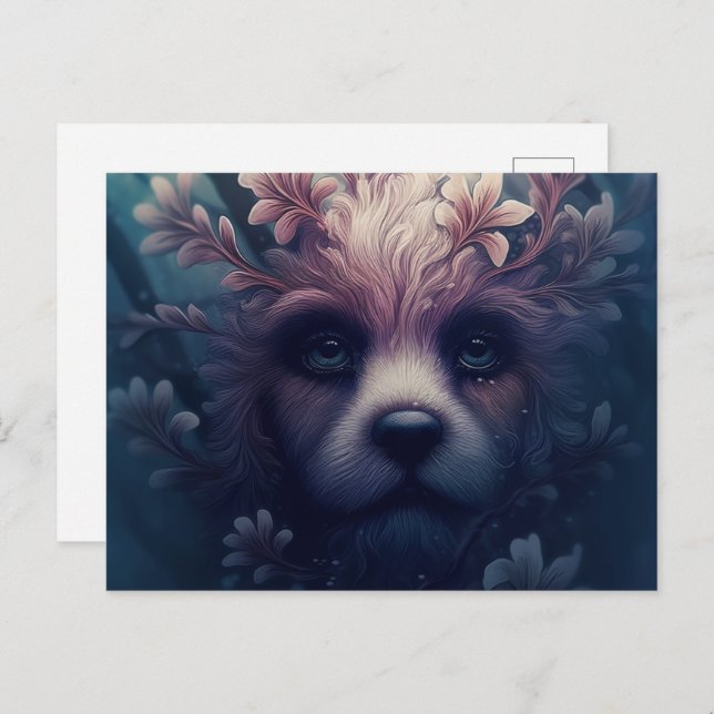 Cartão Postal Chien Etrange Avec Fleur (Frente/Verso)