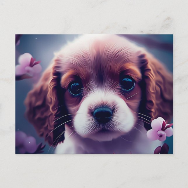 Cartão Postal Chien Fleur (Frente)