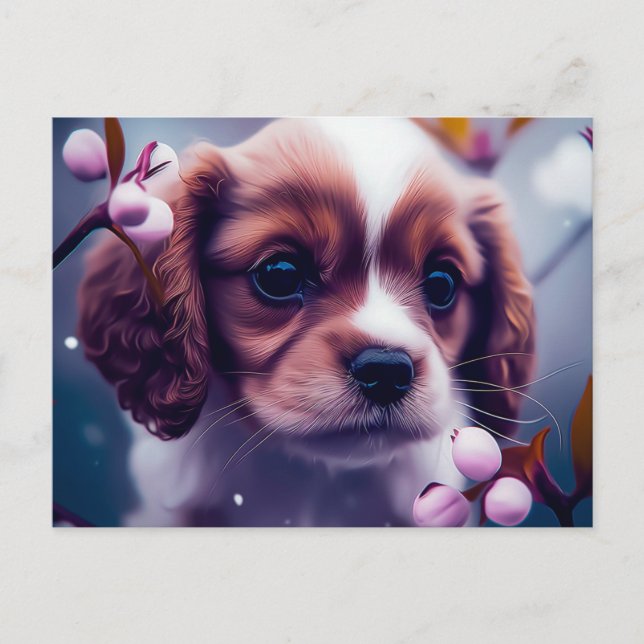 Cartão Postal Chien Fleur (Frente)