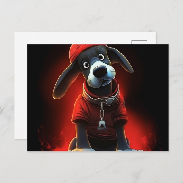 Cartão Postal Chien lumière rouge (Frente/Verso)