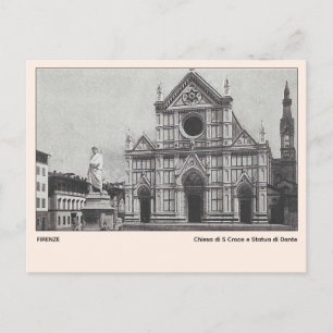 Cartão Postal Chiesa di S Croce e Estatua di Dante Florence