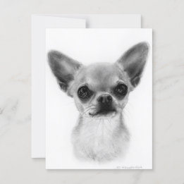 Cartão Postal Chihuahua de Curto Cabelo Desenhado à Mão - Expres