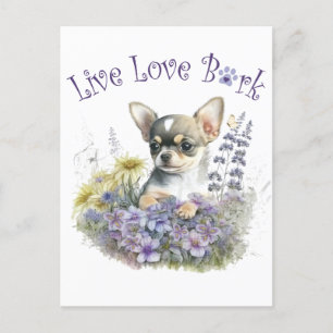 Cartão Postal Chihuahua Dog Mãe Floral