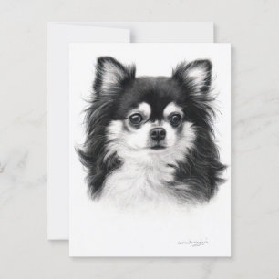 Cartão Postal Chihuahua Dog Mão Pintada Trabalho de arte