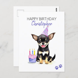 Cartão Postal Chihuahua Dog Personalizado Feliz Aniversário