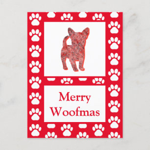 Cartão Postal Chihuahua Dog Silhouette Red Felry Natal