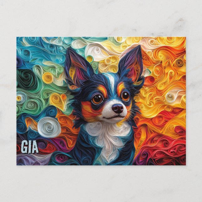 Cartão Postal Chihuahua Paper Enfileirando o Retrato de Cachorro (Frente)