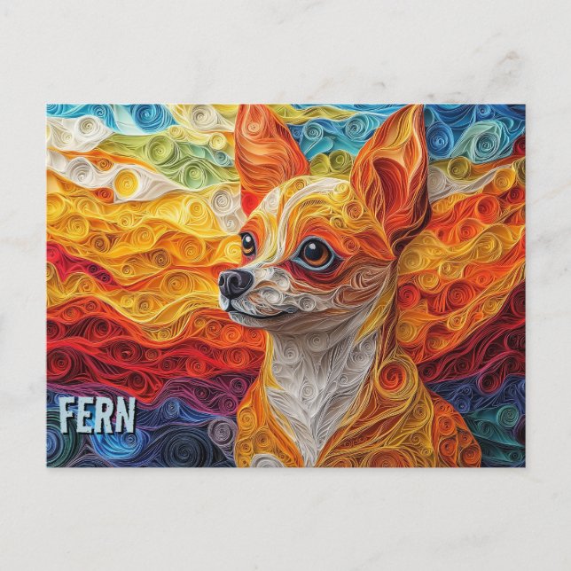 Cartão Postal Chihuahua Paper Enfileirando o Retrato de Cachorro (Frente)