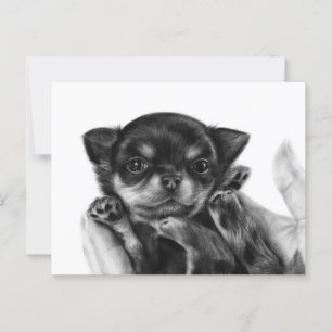 Cartão Postal Chihuahua Puppy Mão Pintada Trabalho de arte