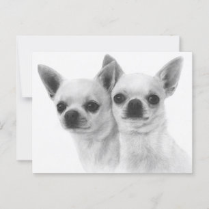 Cartão Postal Chihuahuas Pintados à Mão Exclusivos - Lado a Lado