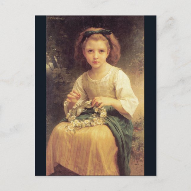 Cartão Postal Child Braiding a Crown by W.A. Bouguereau (Frente)