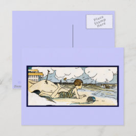 Cartão Postal Child on Beach Vintage Art