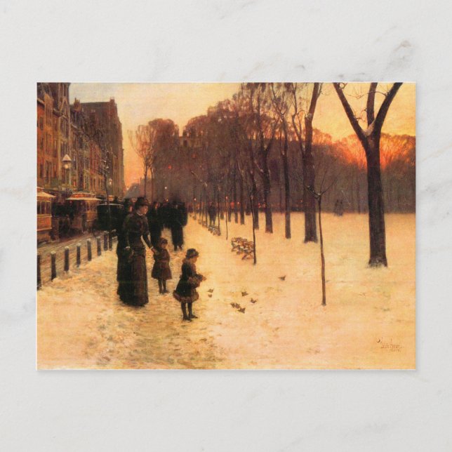 Cartão Postal Childe Hassam - Boston no crepúsculo cotidiano (Frente)