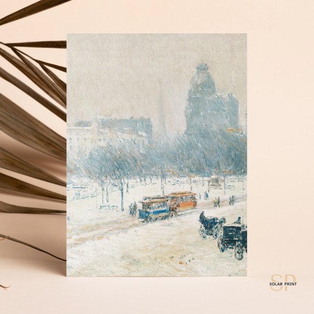 Cartão Postal Childe Hassam Winter em Union Square Painting Art (Criador carregado)