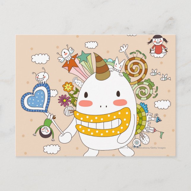 Cartão Postal Children playing with monster (Frente)