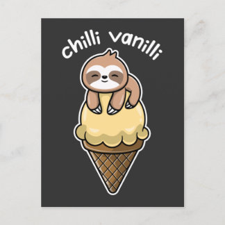 Cartão Postal Chilli Vanilli / Chillendes Faultier mit Eis