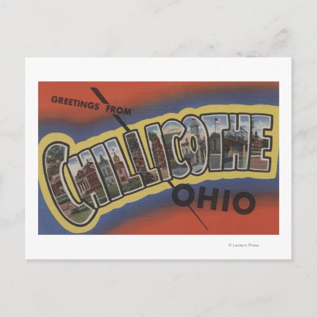 Cartão Postal Chillicothe, Ohio - Cenas com Letras Grandes (Frente)
