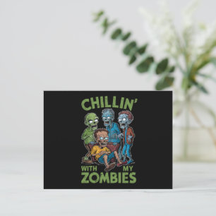 Cartão Postal Chillin Com Meus Zombies Halloween Garotos Engraça