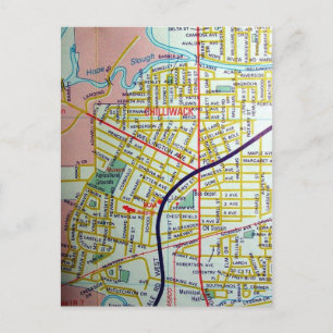 Cartão Postal Chilliwack, Colúmbia Britânica, Canadá - Mapa Vint