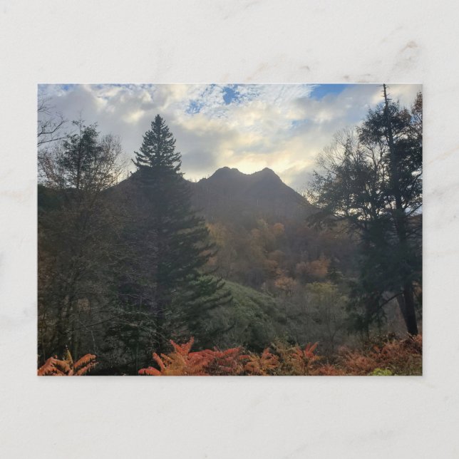 Cartão Postal Chimney Tops nas montanhas do Enfumaçado do Sunset (Frente)