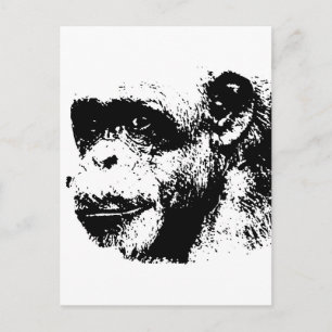 Cartão Postal Chimpanzé Preto e Branco Pop Art