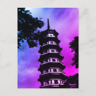 Cartão Postal China Antiga Cantão pagode florida