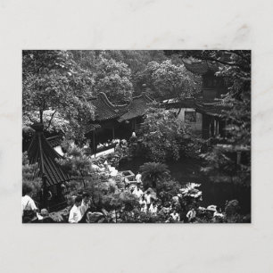 Cartão Postal China Antiga Xangai turistas do jardim Yuyuan