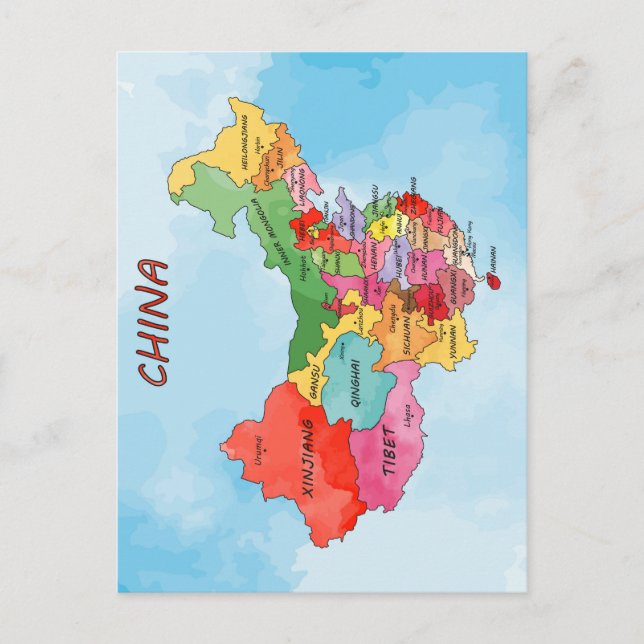 Cartão Postal China Map trabalho de arte (Frente)