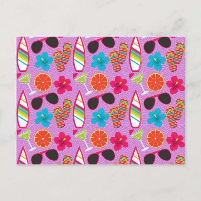 Cartão Postal Chinelos de Praia Óculos escuros Beachball Puro (Frente)