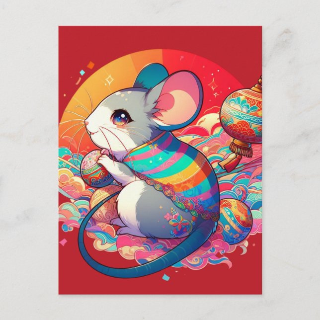 Cartão Postal Chinês: De Ratos a Riqueza (Frente)