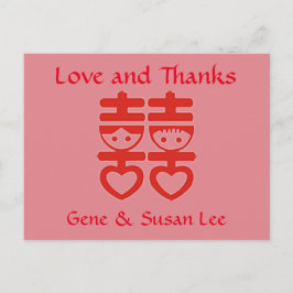 Cartão Postal Chinês "Dupla Felicidade" Obrigado Cartão-Postal