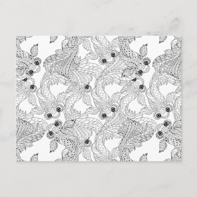 Cartão Postal Chinês Peixe Doodle (Frente)