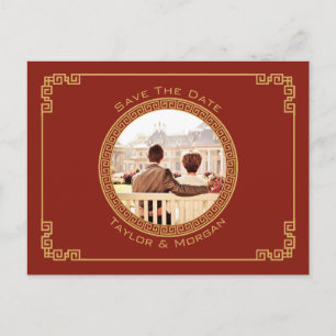 Cartão Postal Chinês Vermelho e Dourado adicione foto para salva