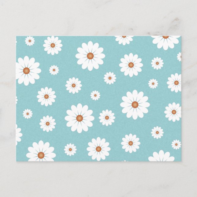 Cartão Postal Chique Bonita Daisy Daisies Floral Flor (Frente)