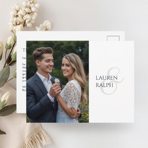 Cartão Postal Chique Elegante Casal Foto Obrigado