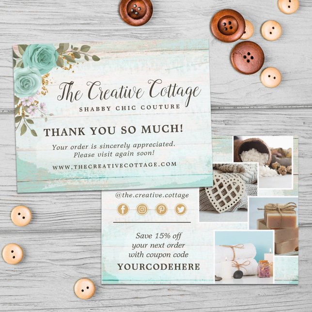 Cartão Postal Chique Floral Wood Cartão-Postal De 4 Fotografias (Criador carregado)