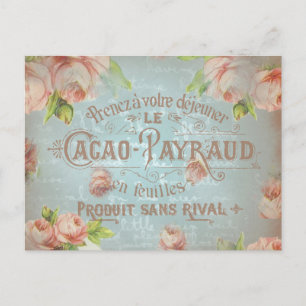Cartão Postal Chique vintage rosa typo