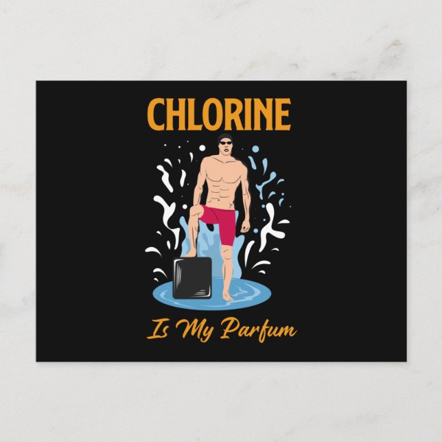 Cartão Postal Chlorine Is My Partum - Swimmer Design (Frente)