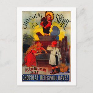 Cartão Postal Chocolat du Sport Vintage Poster Europe